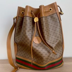 Vintage caramel Monogram GG Gucci Bucket Bag